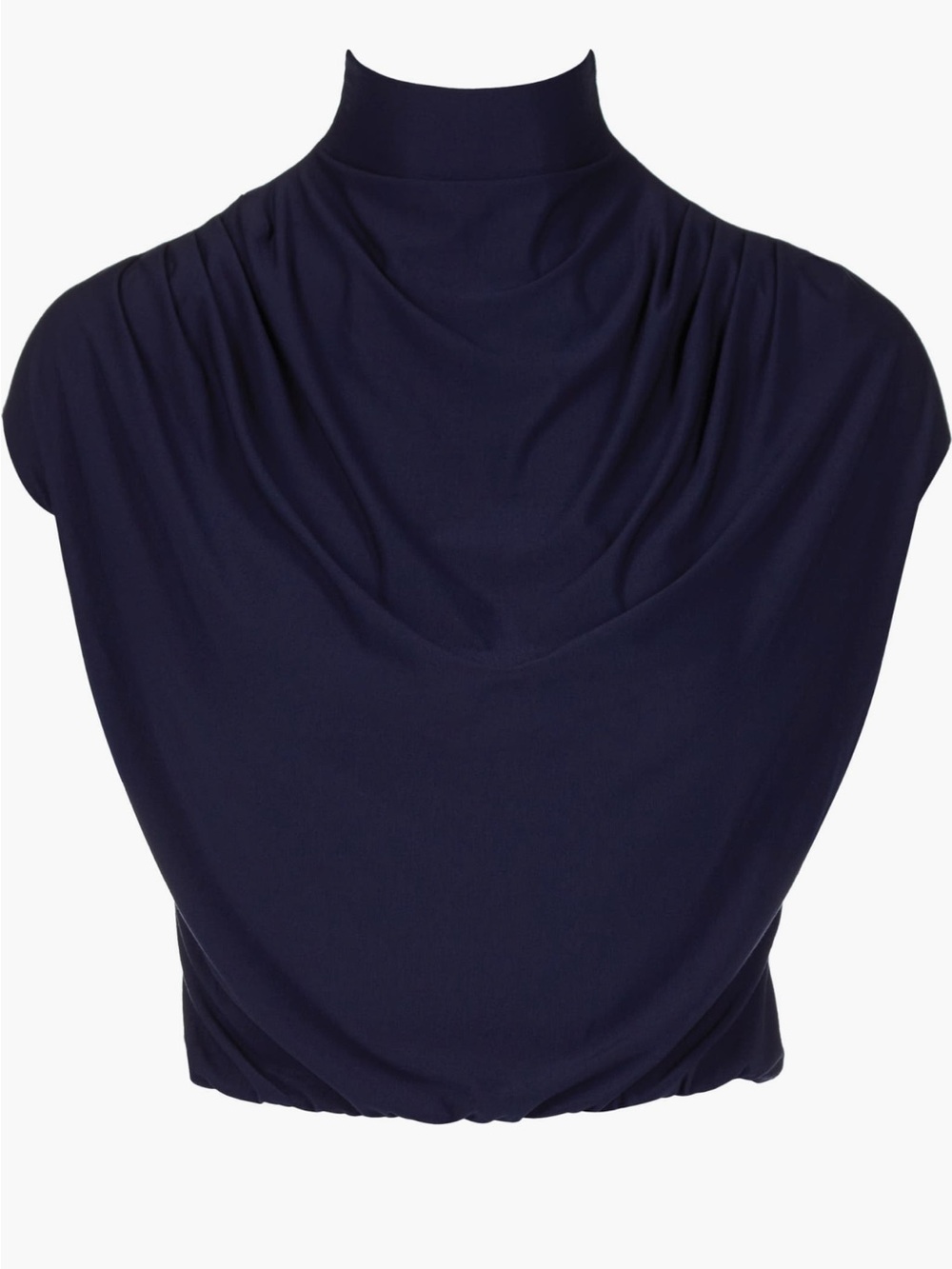 Commando Navy Draped Mock Neck Crop Top